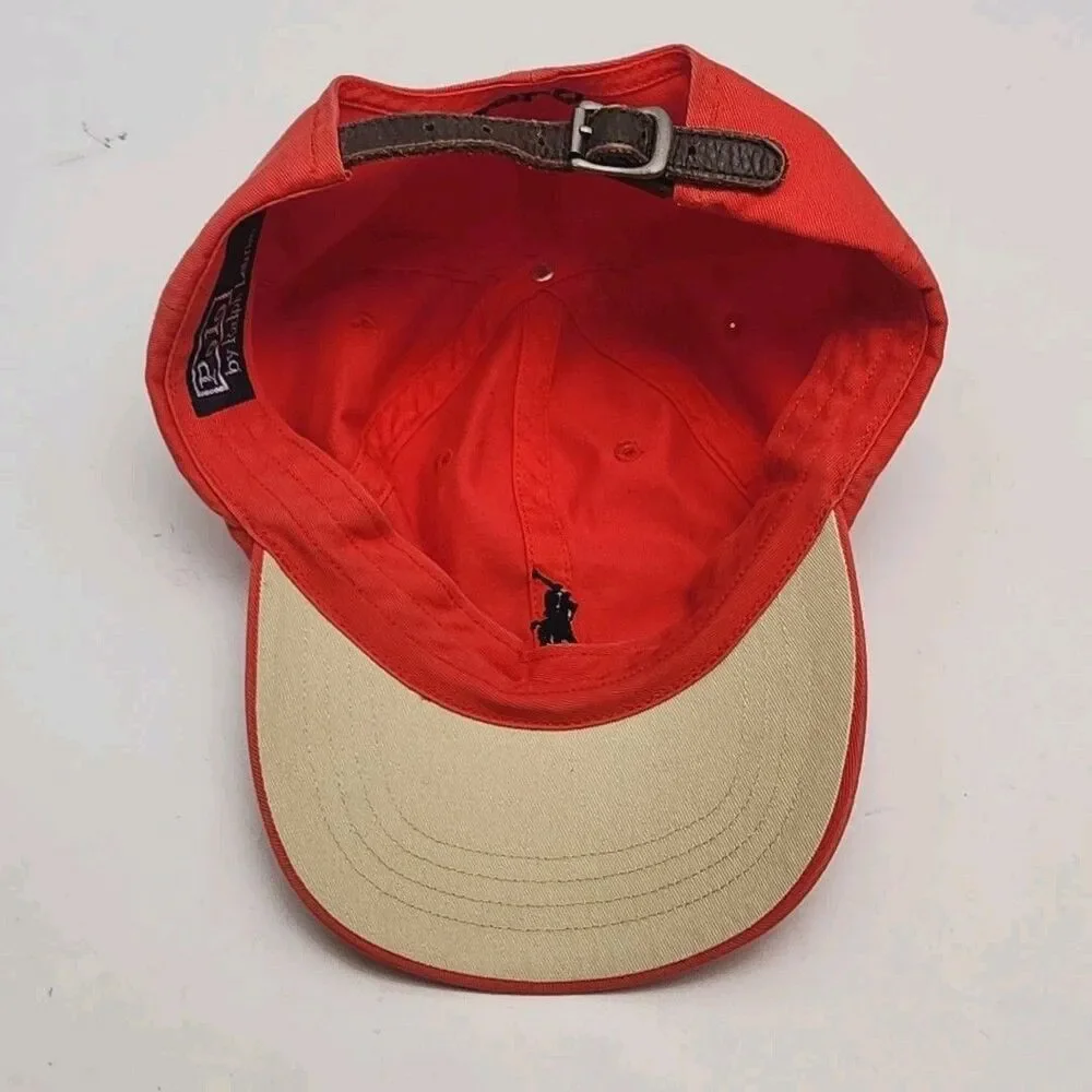Polo Ralph Lauren Hat Cap Red Adjustable Leather Strap Cotton One Size Vintage